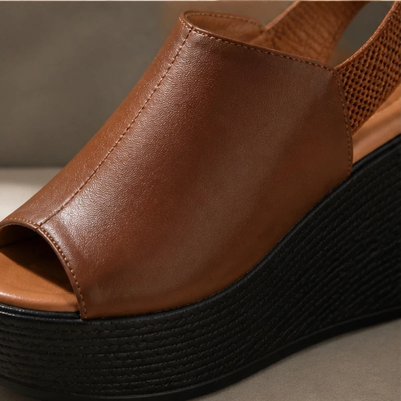 Selene Slingback Wedge Sandal - Brown - women's sandals - Eric Muller - Image 2