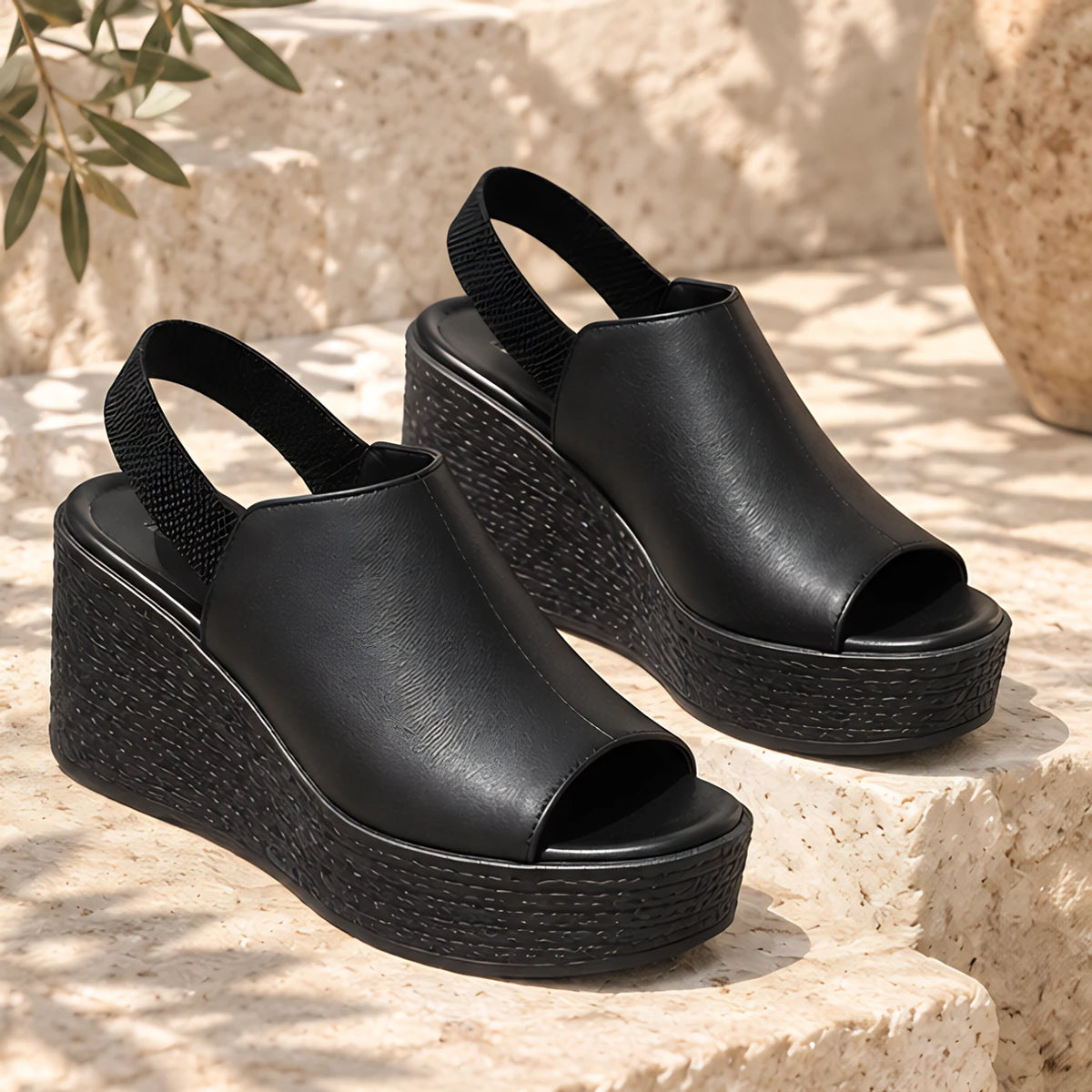 Selene Slingback Wedge Sandal - Black - women's sandals - Eric Muller - Image 2