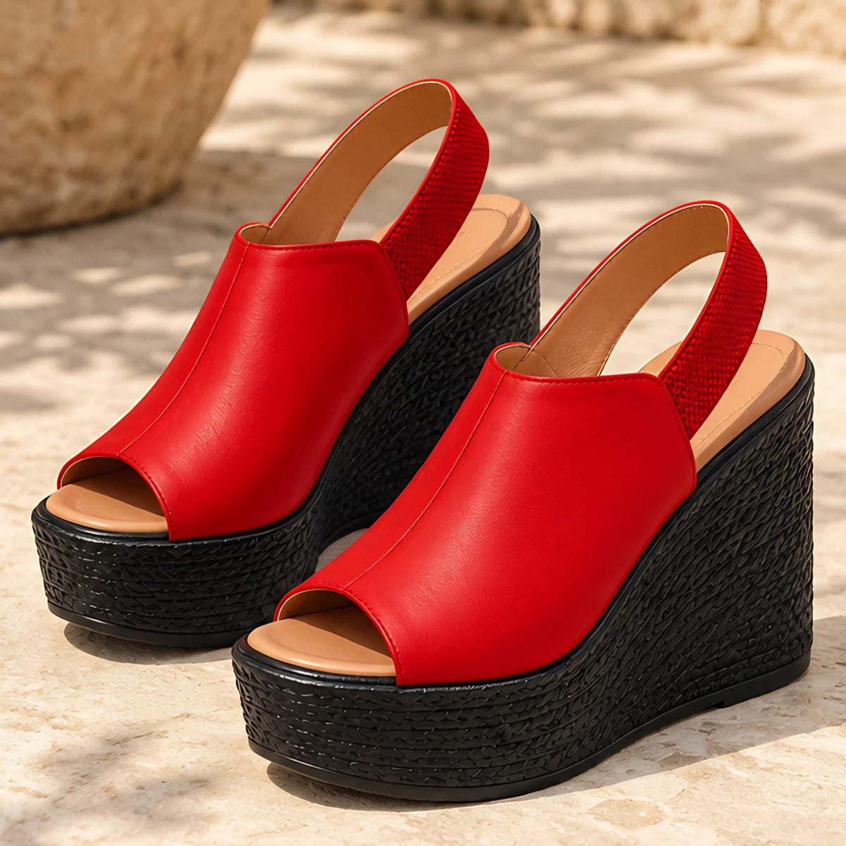 Selene Slingback Wedge Sandal - Red - women's sandals - Eric Muller - Image 2