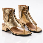 Senara Women's Zip-Front Leather Toe-Ring Sandal Boots - Gold - wap - Eric Muller - Image 2