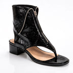 Senara Women's Zip-Front Leather Toe-Ring Sandal Boots - Black - Footwear > Sandals > Toe-Ring Sandal Boots - Eric Muller - Image 1