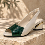 Serafina Women's Croc-Embossed Slingback Sandals - Green - Women's Footwear > Sandals > Heeled Sandals - Eric Muller - Image 1