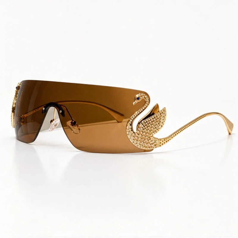 Seraph Rimless Shield Shades - Amber - Sunglasses - Eric Muller - Image 1
