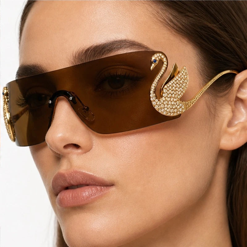 Seraph Rimless Shield Shades - Amber - rimless sunglasses - Eric Muller - Image 3