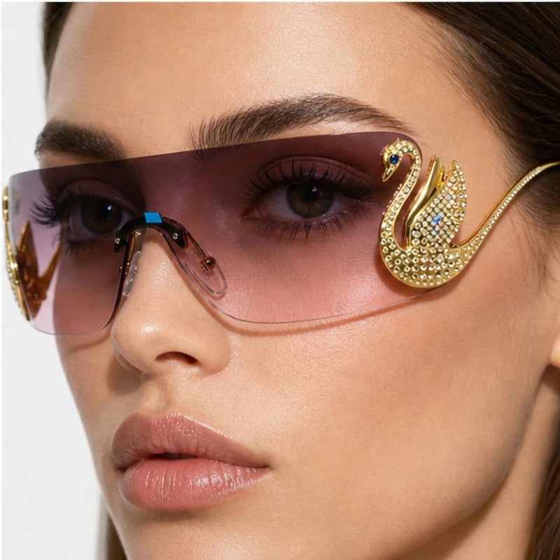 Seraph Rimless Shield Shades - Blush - rimless sunglasses - Eric Muller - Image 3