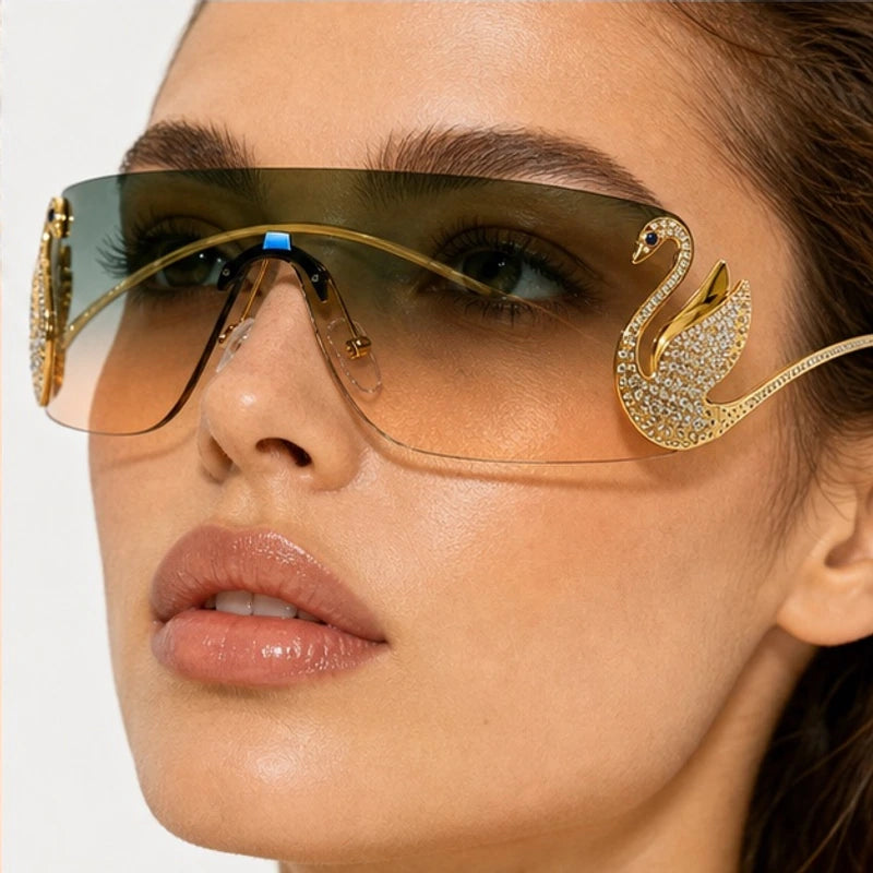 Seraph Rimless Shield Shades - Sage - rimless sunglasses - Eric Muller - Image 3