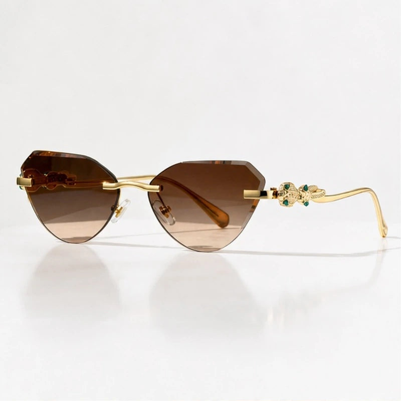 Seraphine Rimless Cat-Eye Shades - Amber - Sunglasses - Eric Muller - Image 1