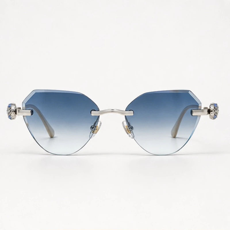 Seraphine Rimless Cat-Eye Shades - Sapphire - sunglasses - Eric Muller - Image 2
