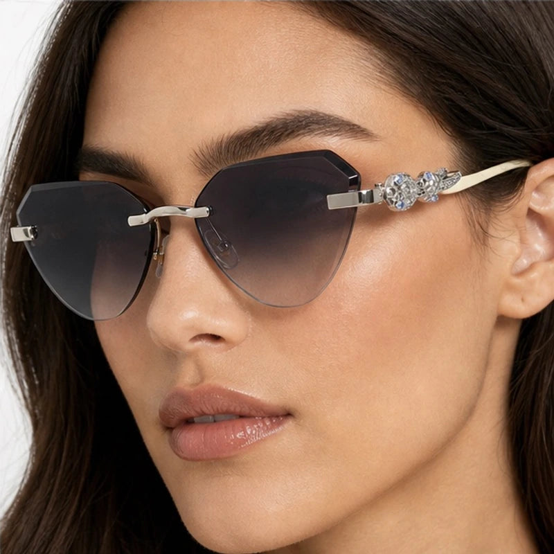 Seraphine Rimless Cat-Eye Shades - Onyx - cat-eye sunglasses - Eric Muller - Image 3