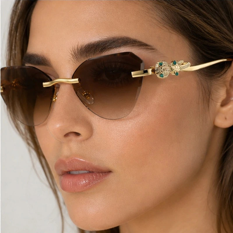 Seraphine Rimless Cat-Eye Shades - Amber - cat-eye sunglasses - Eric Muller - Image 3