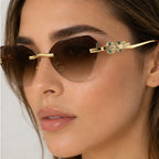 Seraphine Rimless Cat-Eye Shades - Amber - cat-eye sunglasses - Eric Muller - Image 3