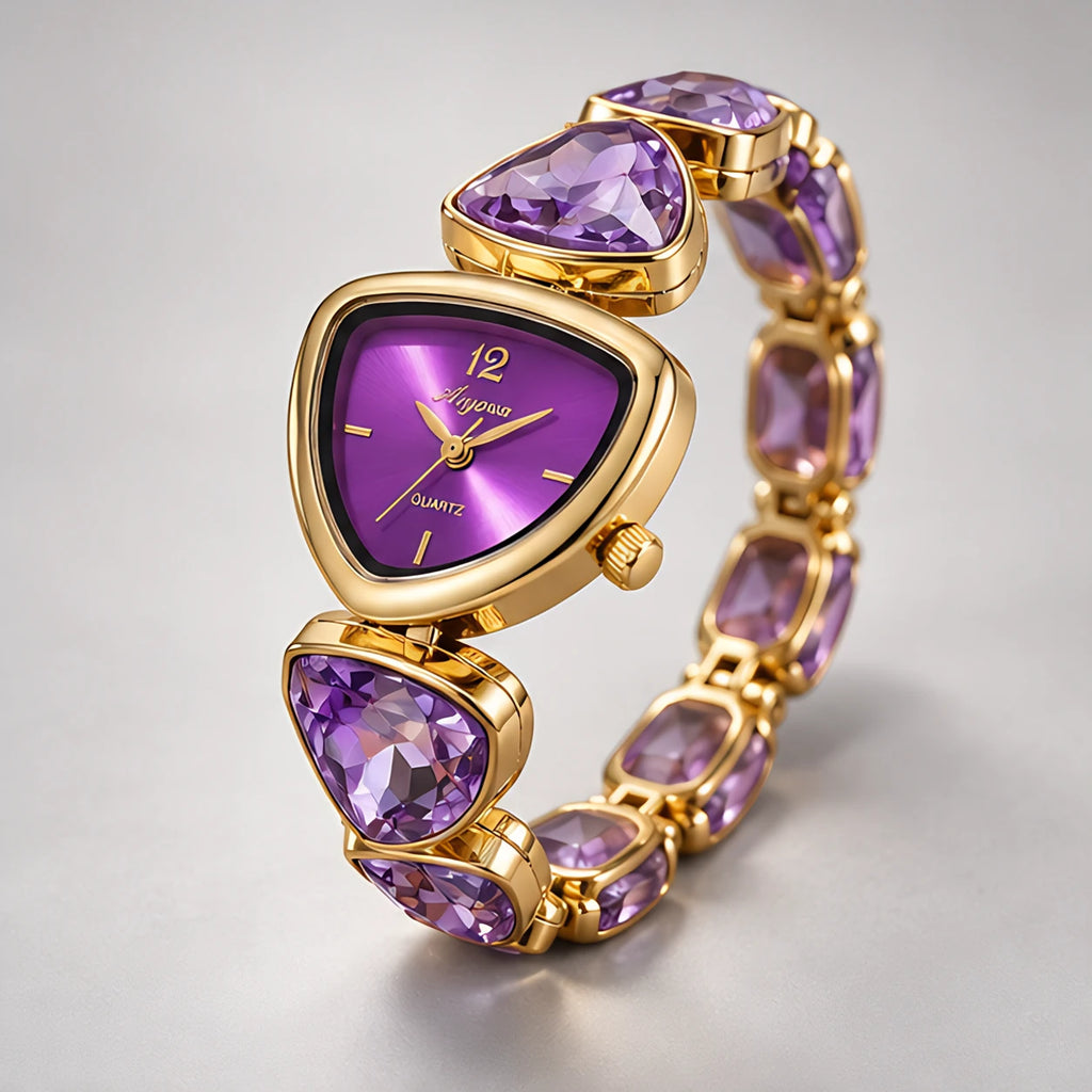 Seren Women's Triangular-Dial Watch - Purple - Accessories > Watches > Geometric Dial Watches - Eric Muller - Image 2
