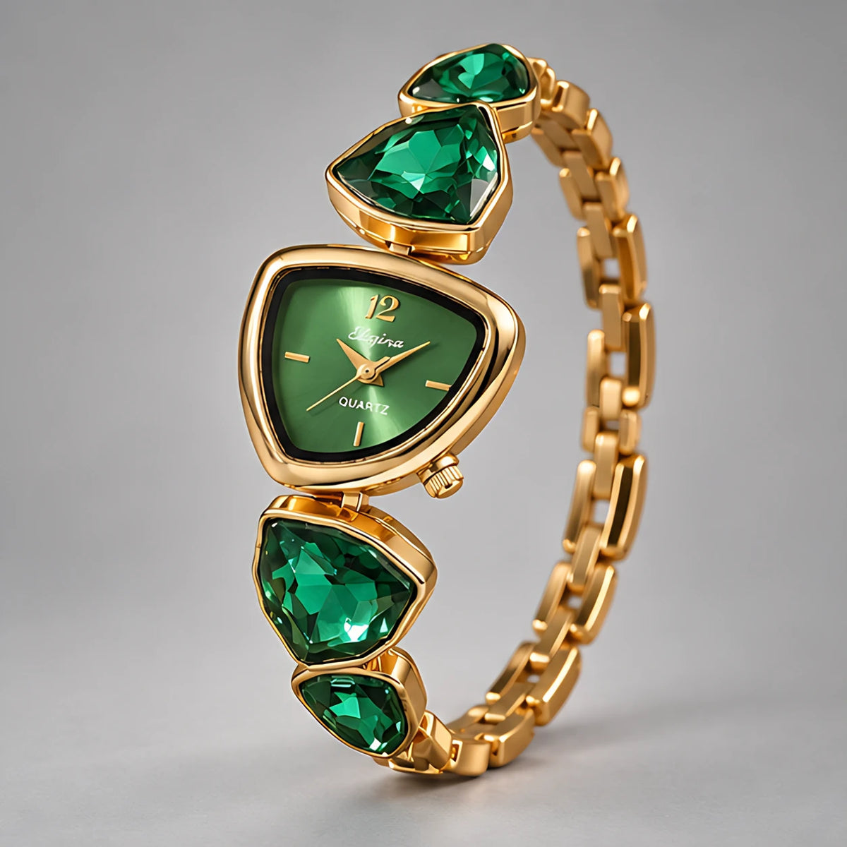 Seren Women's Triangular-Dial Watch - Green - Accessories > Watches > Geometric Dial Watches - Eric Muller - Image 1