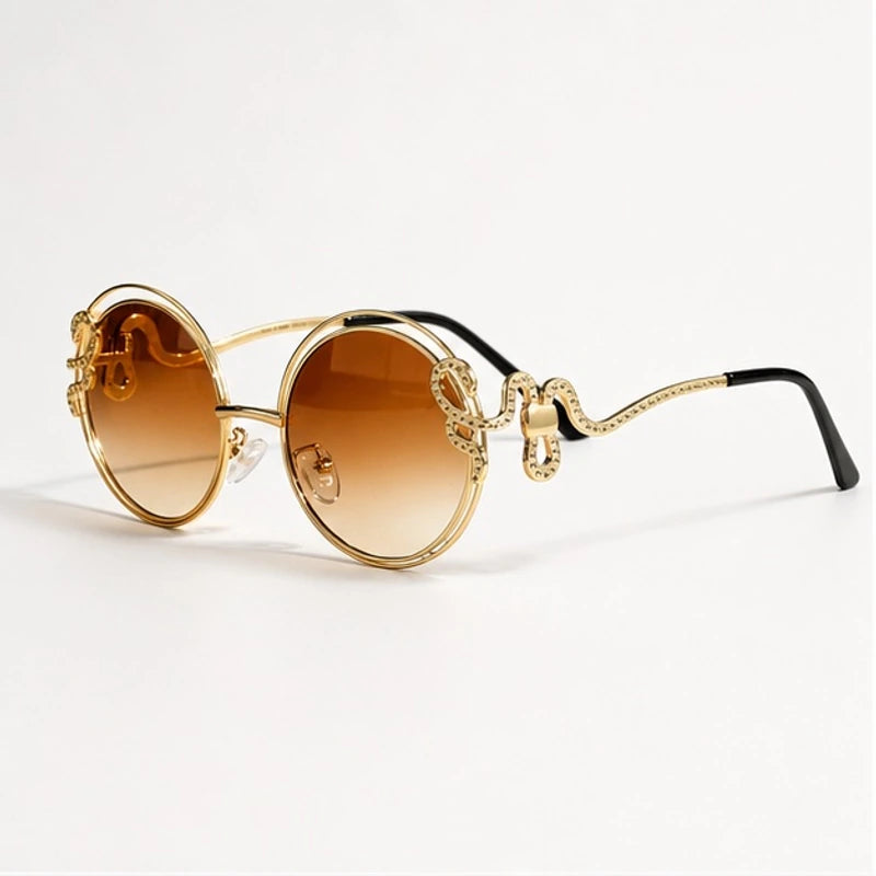 Serpo Round Wire Shades - Cognac - Sunglasses - Eric Muller - Image 1