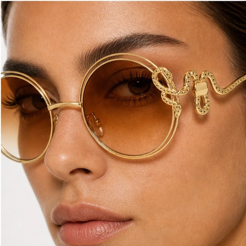 Serpo Round Wire Shades - Cognac - round sunglasses - Eric Muller - Image 3