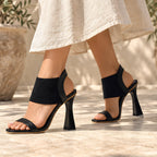 Sidonie Women's Elastic-Strap Heeled Sandals - Black - Women's Footwear > Sandals > Heeled Sandals - Eric Muller - Image 4