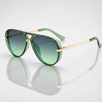 Solara Women's Retro Aviator Sunglasses - Green - Accessories > Sunglasses > Aviator Sunglasses - Eric Muller - Image 1