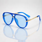 Solara Women's Retro Aviator Sunglasses - Blue - Accessories > Sunglasses > Aviator Sunglasses - Eric Muller - Image 1