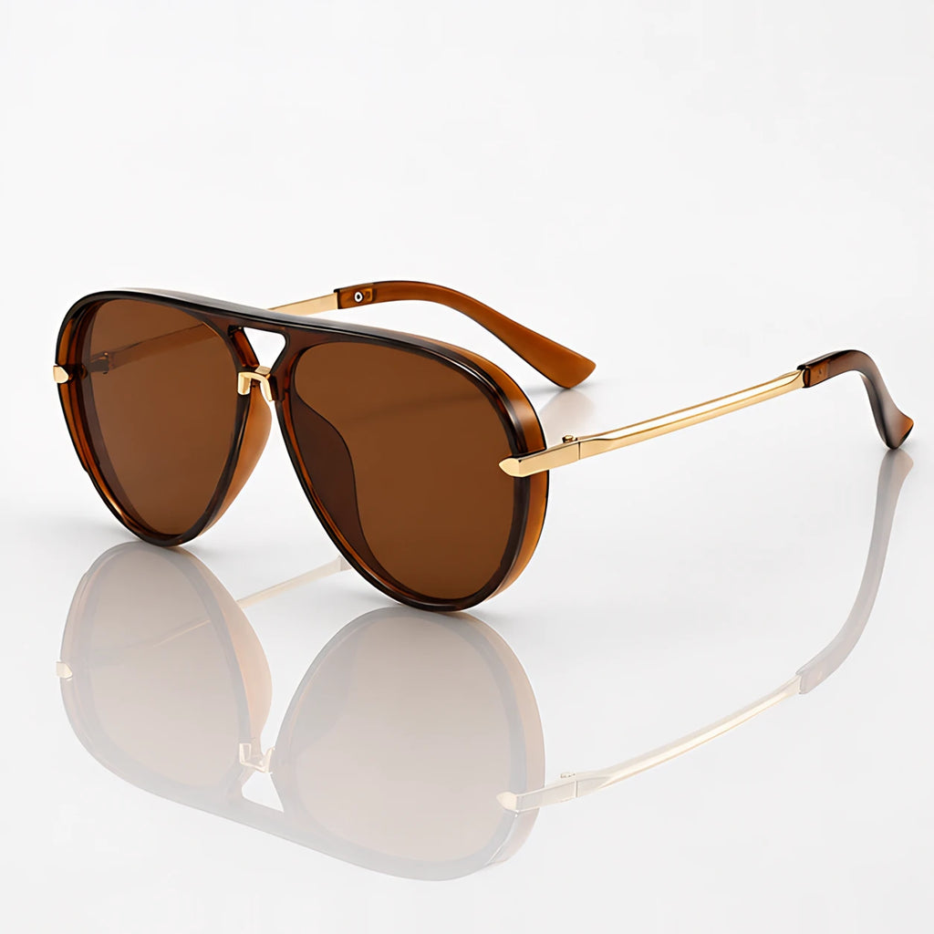 Solara Women's Retro Aviator Sunglasses - Brown - Accessories > Sunglasses > Aviator Sunglasses - Eric Muller - Image 1
