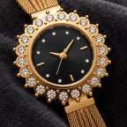 Solenne Women's Crystal Halo Quartz Mesh Watch - Black - Women's Accessories > Watches > Quartz Watches - Eric Muller - Image 3