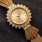 Solenne Women's Crystal Halo Quartz Mesh Watch - Gold - Women's Accessories > Watches > Quartz Watches - Eric Muller - Image 3