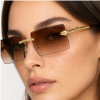 Valdar Rimless Rectangular Shades - Amber - rimless sunglasses - Eric Muller - Image 3
