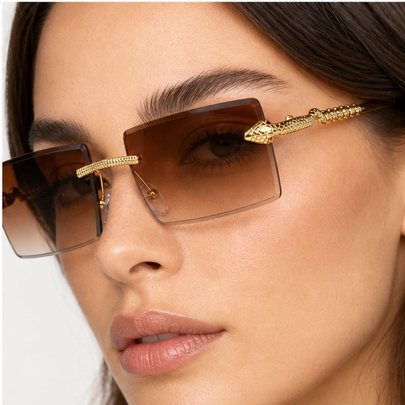 Valdar Rimless Rectangular Shades - Amber - rimless sunglasses - Eric Muller - Image 3