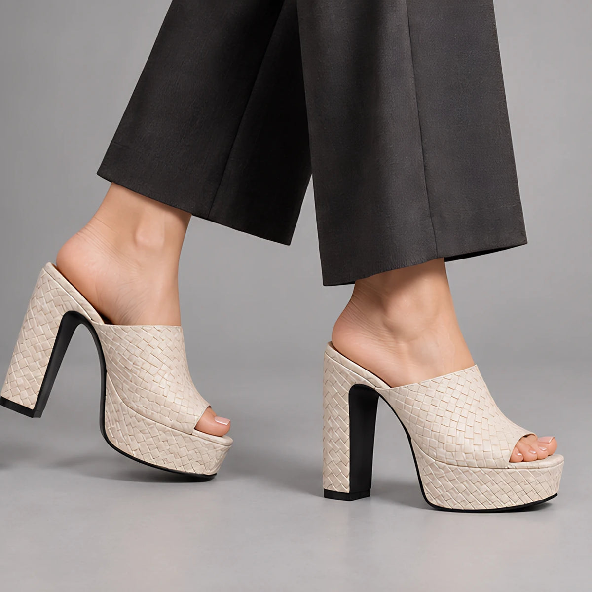 Valeria Women's Basketweave Platform Mules - Beige - womens_footwear - Eric Muller - Image 2