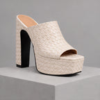 Valeria Women's Basketweave Platform Mules - Beige - Women's Footwear > Heels > Platform Mules - Eric Muller - Image 4