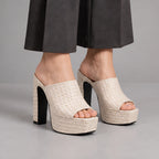 Valeria Women's Basketweave Platform Mules - Beige - Shoes - Eric Muller - Image 3