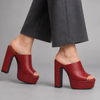 Valeria Women's Basketweave Platform Mules - Red - womens_footwear - Eric Muller - Image 2