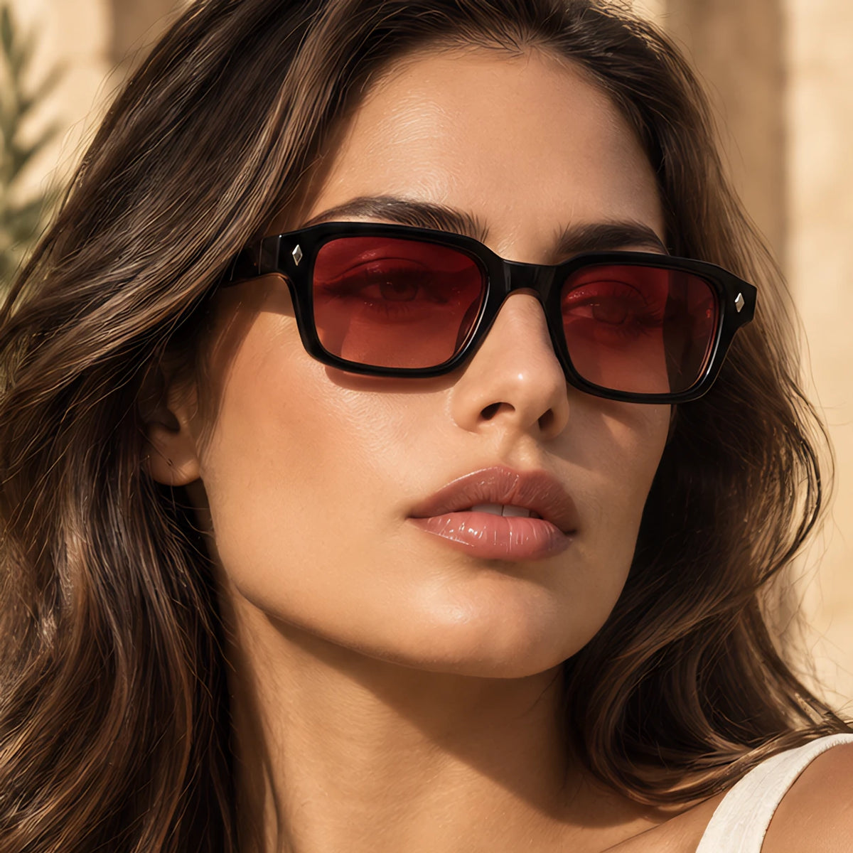 Valerio Women's Full-Rim Rectangular Sunglasses - Red Sunset - rectangular sunglasses - Eric Muller - Image 3