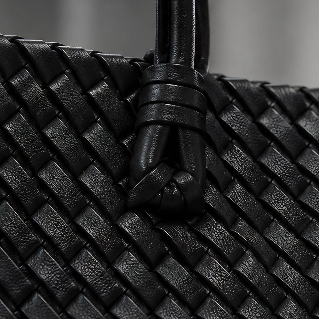 Valora Women's Handwoven Leather Tote Bag with Zipper Pockets - Black - Accessories > Bags > Tote Bags - Eric Muller - Image 3