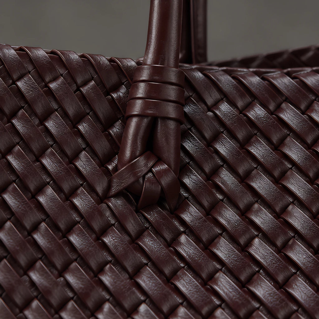 Valora Women's Handwoven Leather Tote Bag with Zipper Pockets - Wine Red - Accessories > Bags > Tote Bags - Eric Muller - Image 3