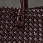 Valora Women's Handwoven Leather Tote Bag with Zipper Pockets - Wine Red - Accessories > Bags > Tote Bags - Eric Muller - Image 3