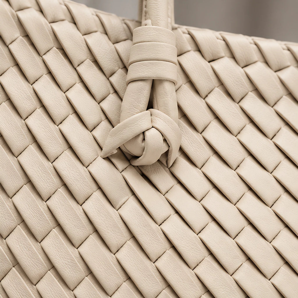 Valora Women's Handwoven Leather Tote Bag with Zipper Pockets - Beige - Accessories > Bags > Tote Bags - Eric Muller - Image 3