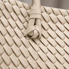 Valora Women's Handwoven Leather Tote Bag with Zipper Pockets - Beige - Accessories > Bags > Tote Bags - Eric Muller - Image 3