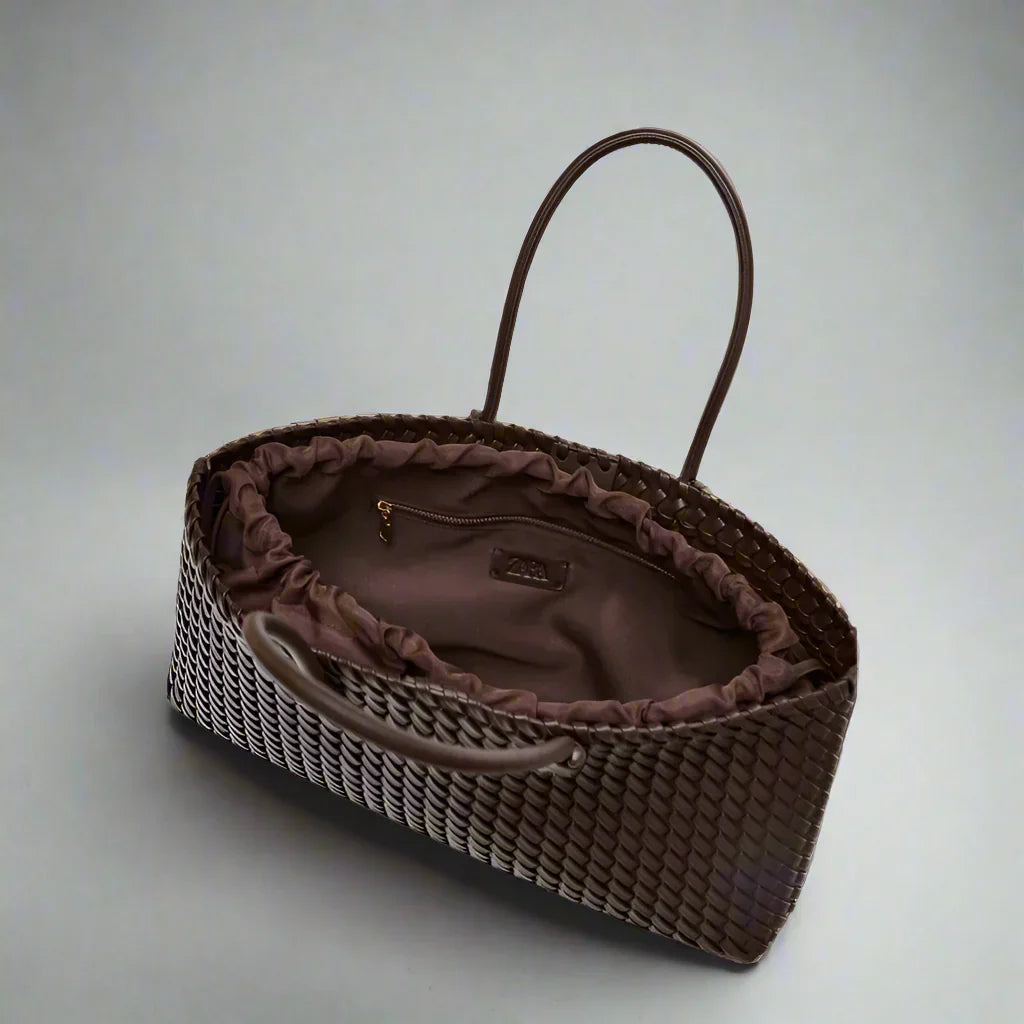 Valora Women's Handwoven Leather Tote Bag with Zipper Pockets - Accessories > Bags > Tote Bags - Eric Muller - Image 1