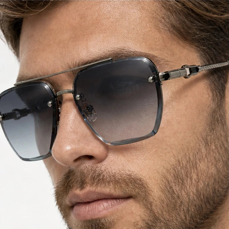Vega Rimless Square Shades - Steel - rimless sunglasses - Eric Muller - Image 3