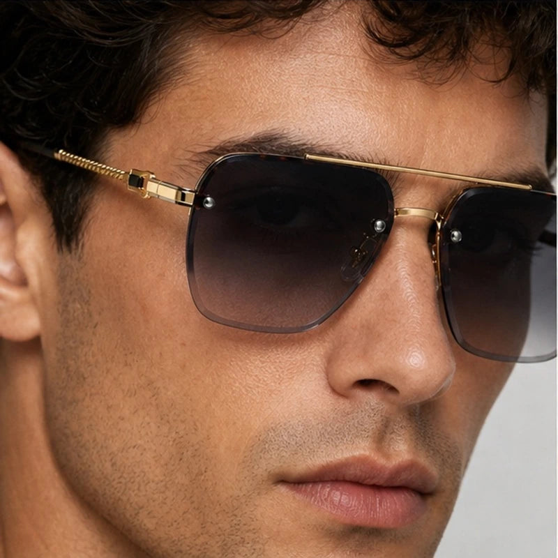 Vega Rimless Square Shades - Onyx - rimless sunglasses - Eric Muller - Image 3