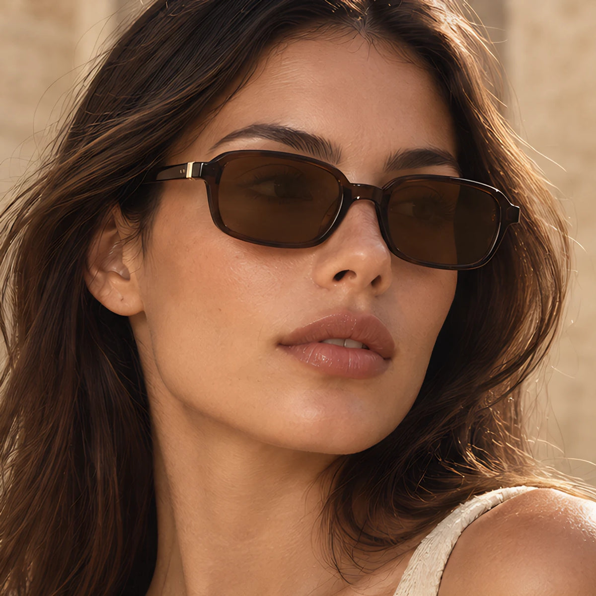 Verdan Women's Slim Retro Rectangle Sunglasses - Brown - retro sunglasses - Eric Muller - Image 3