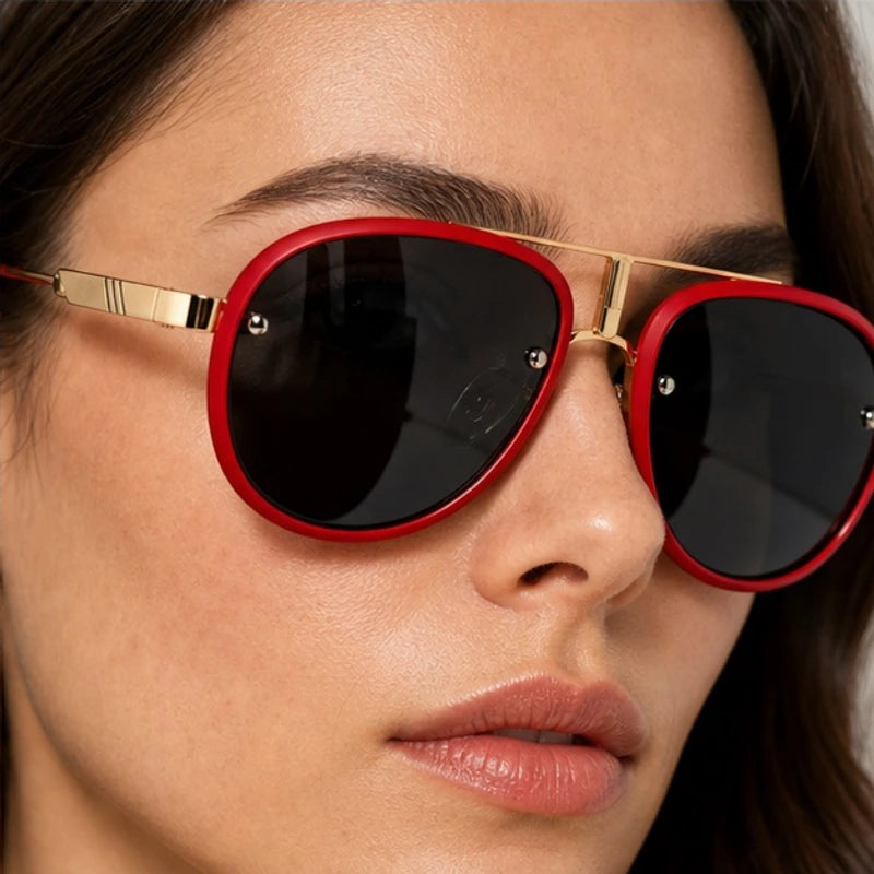 Vilam Double-Bar Aviator Shades - Crimson - aviator sunglasses - Eric Muller - Image 3