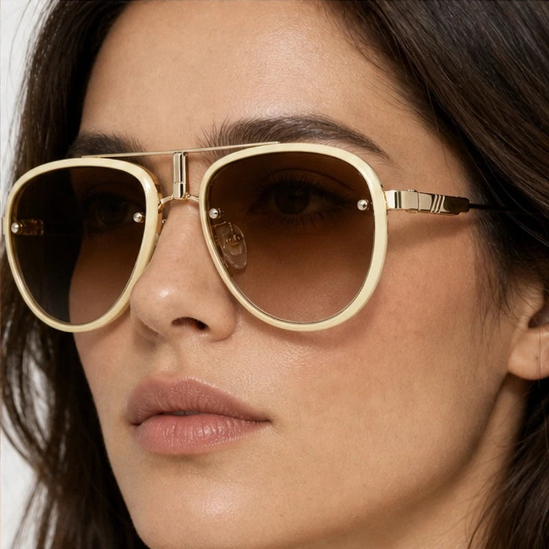 Vilam Double-Bar Aviator Shades - Champagne - aviator sunglasses - Eric Muller - Image 3