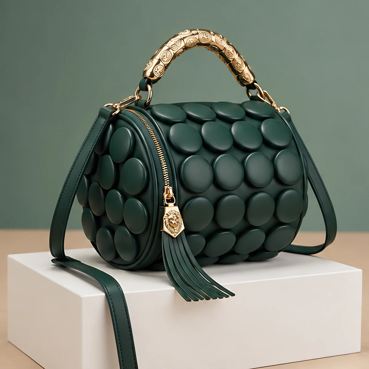 Viola Women's Structured Barrel Crossbody Bag - Green - Women's Accessories > Bags > Crossbody Bags - Eric Muller - Image 2