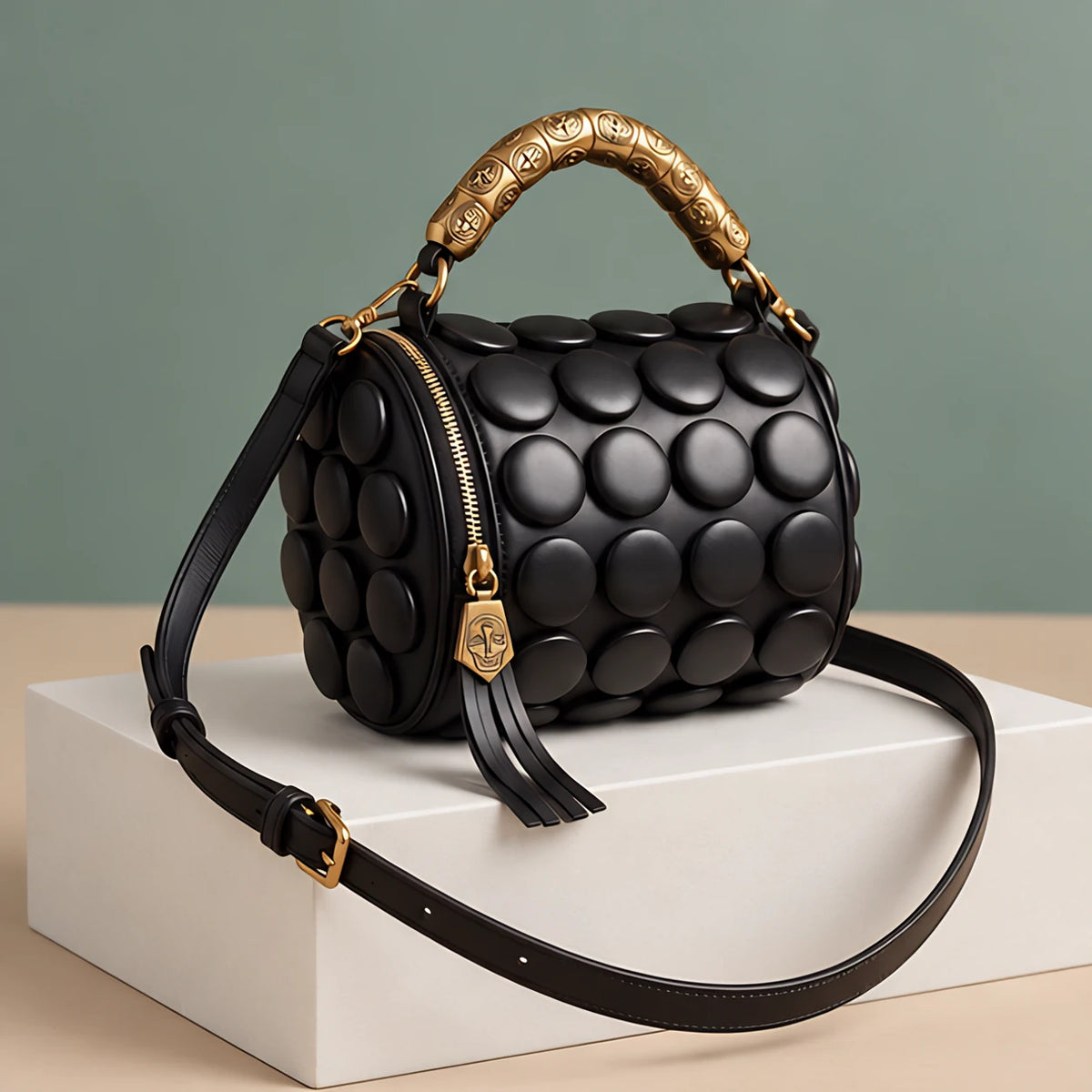 Viola Women's Structured Barrel Crossbody Bag - Black - Women's Accessories > Bags > Crossbody Bags - Eric Muller - Image 2