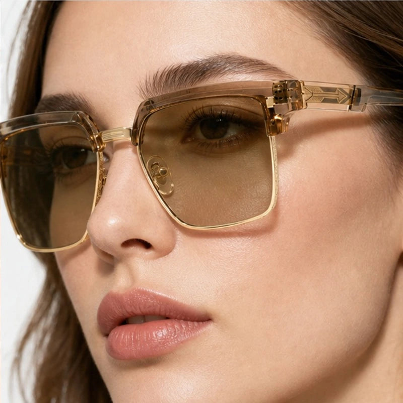 Wexford Browline Shades - Champagne - semi-rimless - Eric Muller - Image 4