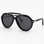 Zenta Rounded Aviator Sunglasses - Black - Accessories > Sunglasses > Aviator Sunglasses - Eric Muller - Image 1