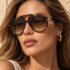 Zenta Rounded Aviator Sunglasses - Tortoise Black - tortoiseshell - Eric Muller - Image 4