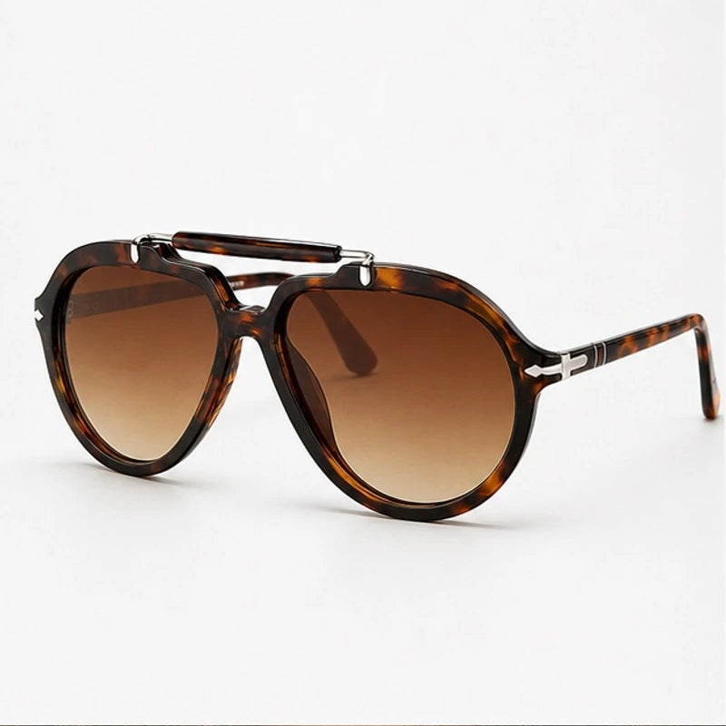 Zenta Rounded Aviator Sunglasses - Tortoise Black - Accessories > Sunglasses > Aviator Sunglasses - Eric Muller - Image 1