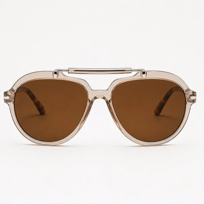Zenta Rounded Aviator Sunglasses - Clear Tan - sunglasses - Eric Muller - Image 2